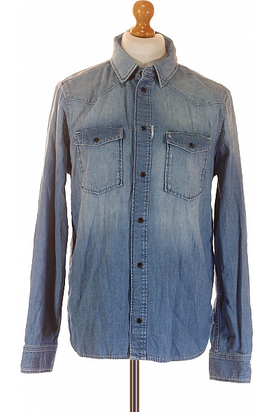 7 For All Mankind Riflová Pánská Košile Modrá Vel. M