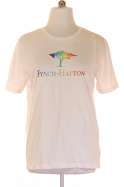 FYNCH-HATTON Pánské Tričko s Potiskem Bílé Vel. XXL