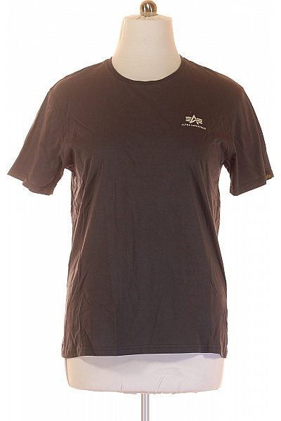 Pánské Tričko s Potiskem Šedé Alpha Industries Vel. XL