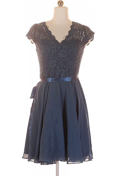  Šaty S Krajkou Modré Swing