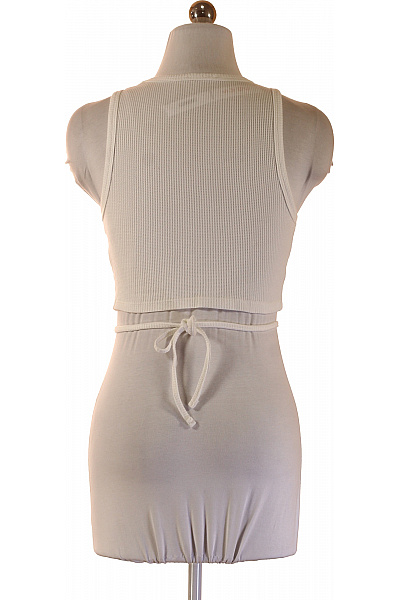 Bílé dámské tílko crop top s korálky | Unimoda | obrázek 2