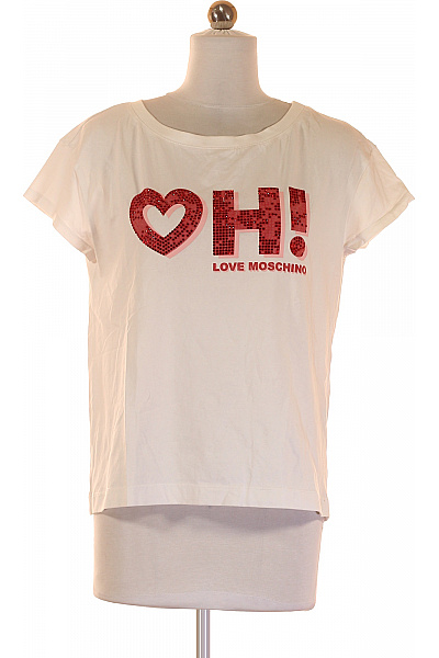 Dámské Tričko S Potiskem Bílé MOSCHINO Second Hand