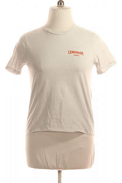 PIECES Dámské Tričko s Potiskem Šedé Second hand Vel. L