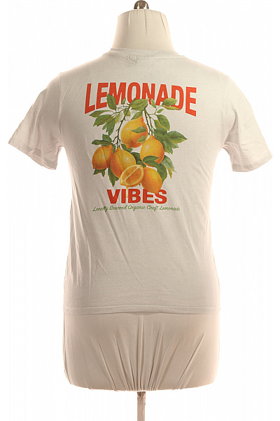 PIECES Dámské Tričko s Potiskem Šedé Second hand Vel. L