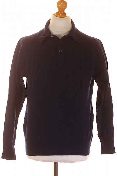 Pánský Pulovr Vlněný Modrý Vel. L