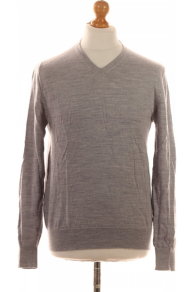 Pánský Svetr Vlněný Šedý Second Hand Vel. M