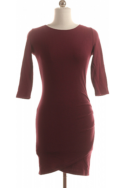 MANGO Tričkové  Šaty Vínová Vel. S