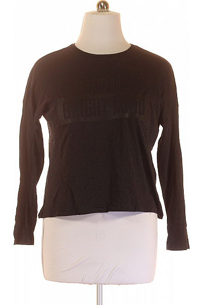 Dámské Tričko s Potiskem Černé ZARA Second hand Vel. L