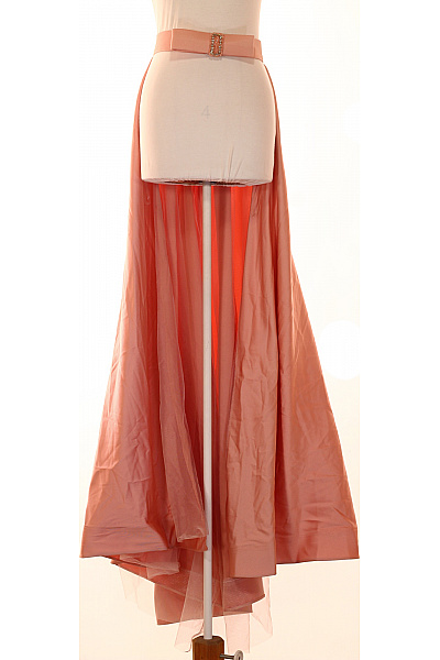 Dlouhá růžová plisovaná společenská sukně s vysokým pasem Vel. 42 | Unimoda | obrázek 3