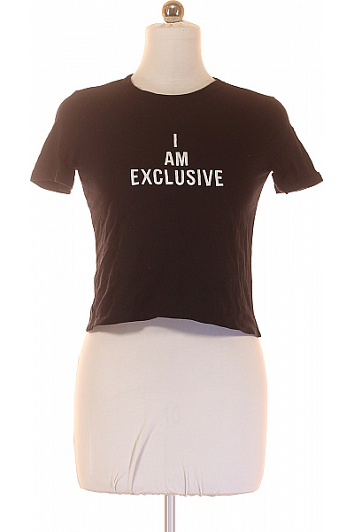 ZARA Dámské Tričko s Potiskem Černé Vel. M