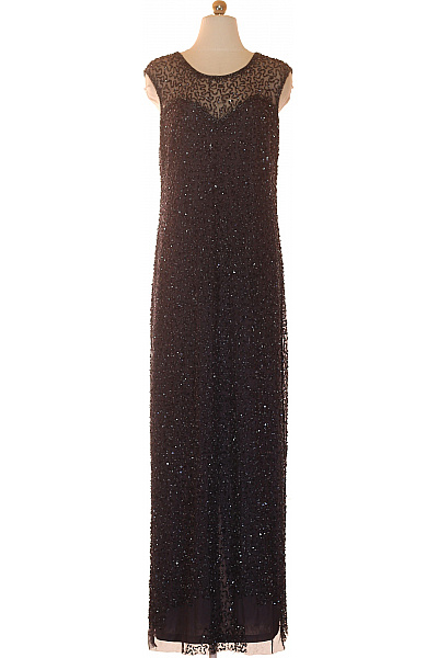 AngelEye Dámské Dlouhé Společenské šaty Bez Rukávů Třpytivé Večerní Vel. XL