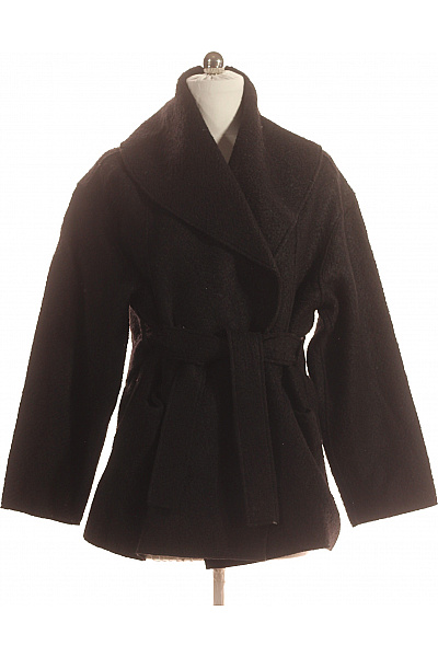 Krátký Dámský Kabát Vlněný Černý Vel. 38