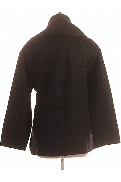 Krátký Dámský Kabát Vlněný Černý Vel. 38