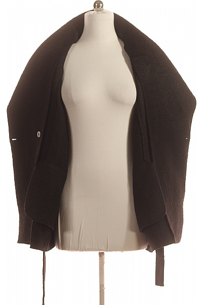 Krátký Dámský Kabát Vlněný Černý Vel. 38