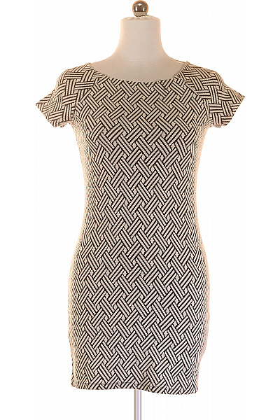  Šaty Pletené Černobílé MANGO Vel. M