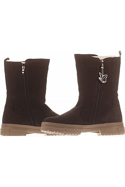 Dámské Kotníkové Boty Kožené Černé CAPRICE Vel. 42