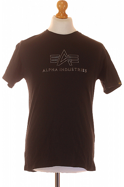 Pánské Tričko s Potiskem Černé Alpha Industries Vel. S