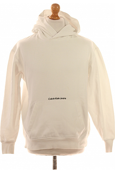 Calvin Klein Pánská Mikina Bez Zapínání Bílá Vel. XS