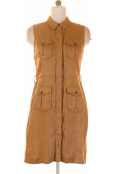 Hobbs Šaty Lněné Hnědé Vel. 38