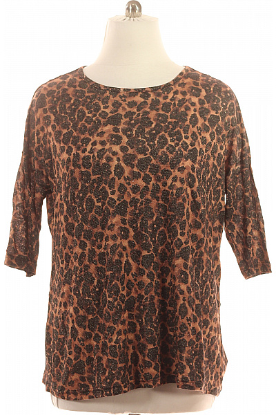 Janina Hnědá halenka zvířecí potisk lesklá 3/4 rukáv volná Vel. 46 | Janina | obrázek 2