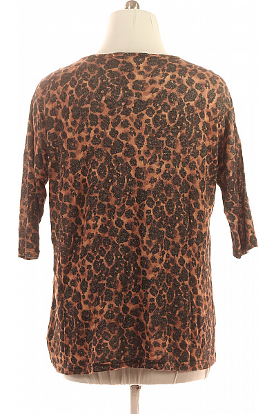 Janina Hnědá halenka zvířecí potisk lesklá 3/4 rukáv volná Vel. 46 | Janina | obrázek 3