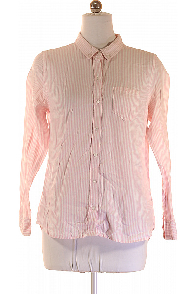 Gap Dámská Bavlněná Růžová Pruhovaná Košile S Dlouhým Rukávem Ležérní Velikost M