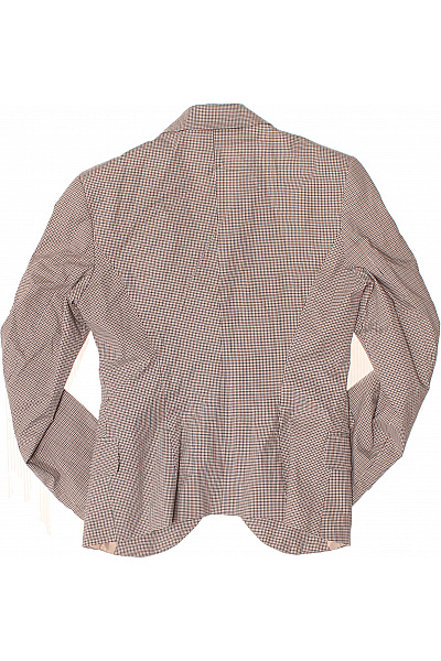 BENETTON Bavlněné sako vypasované kostkované béžové elegantní jednořadé Velikost 42 | BENETTON | obrázek 3