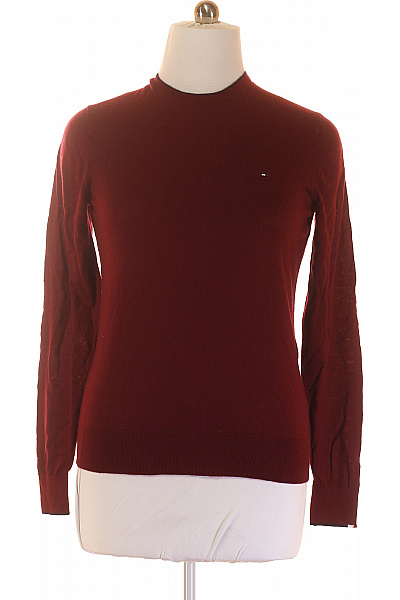 Pánský Svetr Vlněný Vínový TOMMY HILFIGER Second hand Vel. M