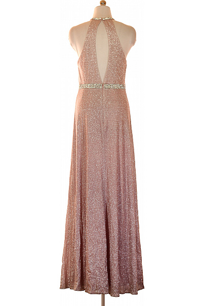 luxuar limited Dlouhé společenské třpytivé šaty za krk s páskem Vel. 38 | luxuar limited | obrázek 2