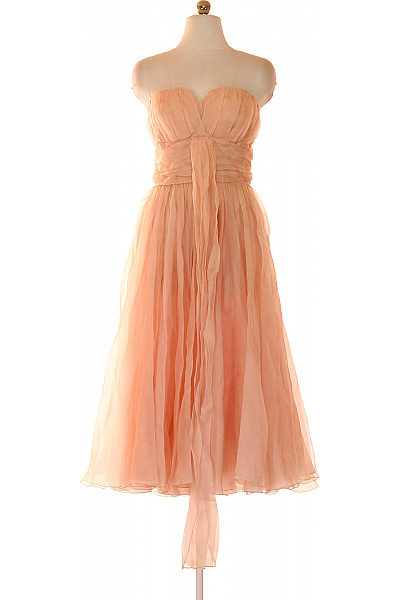 D&G Hedvábné Společenské šaty Pastelové Midi S Páskem Velikost 44