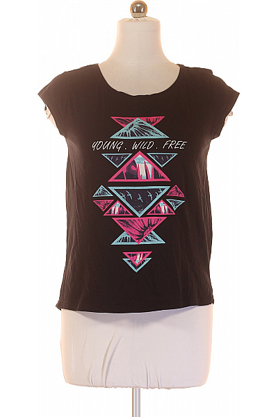 Dámské Tričko s Potiskem Černé Second hand Vel. M