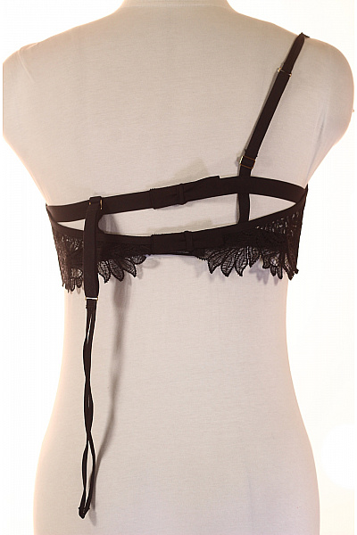 Dámská krajková podprsenka korzetová s ozdobnými pásky černá Vel. 80D | Unimoda | obrázek 2