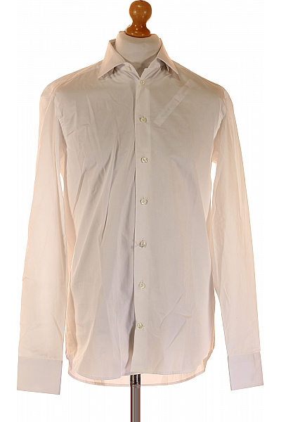 Van Laack Pánská Bavlněná Košile Dlouhý Rukáv Bílá Elegantní Business Regular Fit Velikost M