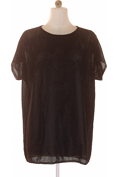 MARINA RINALDI Dámská černá polyesterová síťovaná pletená oversize halenka krátký rukáv Velikost M | MARINA RINALDI | obrázek 2