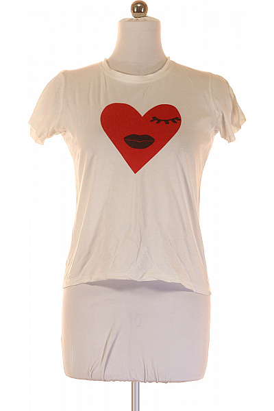 Dámské Tričko Bílé STRADIVARIUS Second Hand Vel. M