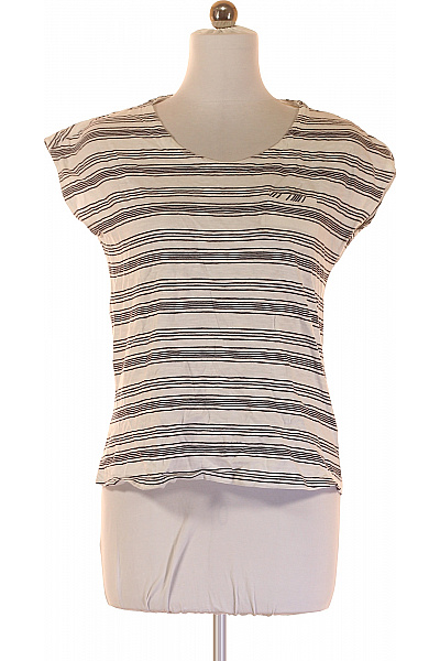 S.OLIVER Dámské Tričko s Potiskem Černobílé Second hand Vel. 38