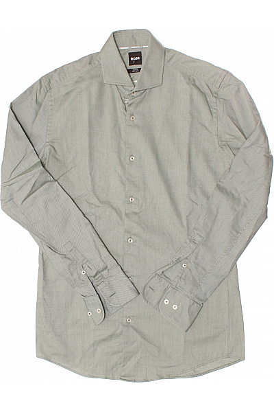 Hugo Boss Pánská Košile Jednobarevná Zelená Vel. 38