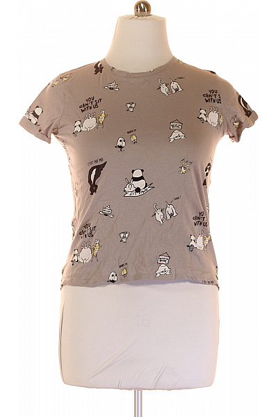 Bershka Dámské Tričko s Potiskem Šedé Vel. L