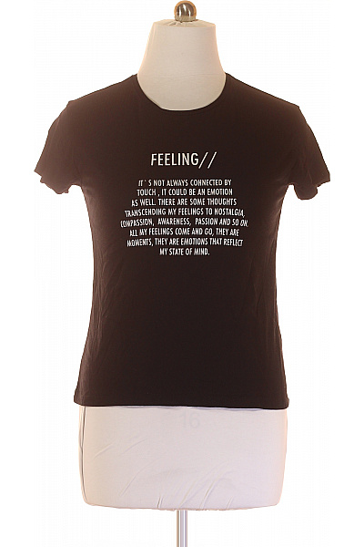 Dámské Tričko s Potiskem Černé PULL&BEAR Vel. L