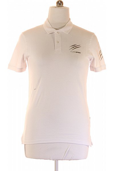 Pánské Tričko S Límečkem Bílé PLEIN SPORT Outlet Vel. S