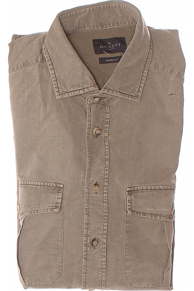 Pánská Košile Jednobarevná Zelená HACKETT Second Hand Vel. L