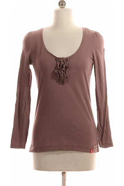 Dámské Tričko s Potiskem Hnědé Esprit Vel. S