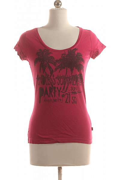 S.OLIVER Dámské Tričko s Potiskem Růžové Second hand Vel. S