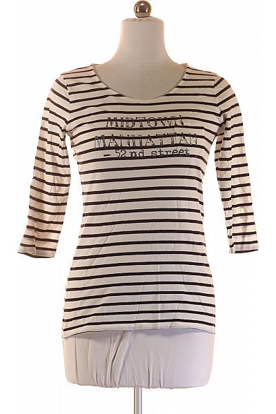 COMMA Dámské Tričko s Potiskem Černobílé Vel. 38