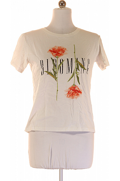 Dámské Tričko S Potiskem Bílé STRADIVARIUS Vel. M