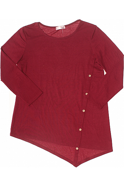 Dámská bordó tuniková halenka dlouhý rukáv asymetrická knoflíky úpletová Velikost M | Unimoda | obrázek 2