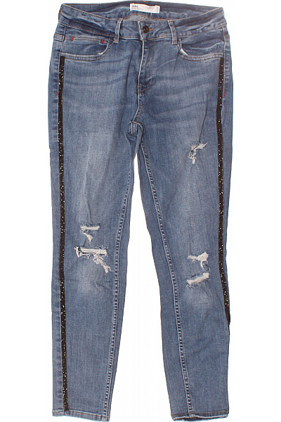 ZARA Roztrhané Dámské Džíny Modré Vel. 40
