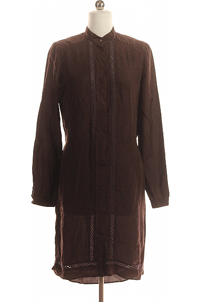 Hugo Boss Košilové  Šaty Hedvábné Hnědé Second hand Vel. 36
