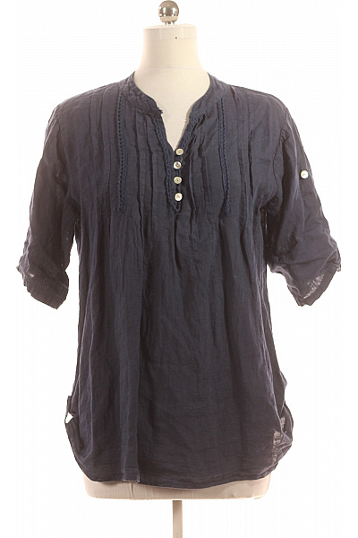  Halenka Jednobarevná Lněná Modrá Vel. 50/52