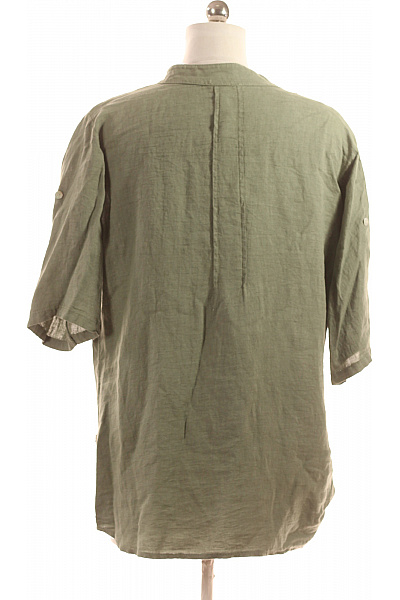  Jednobarevná Halenka Lněná Zelená